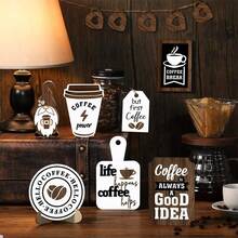 Rustic Home Tiered Tray Decorations Set Coffee Time Wood Signs For Bar Farmhouse Kitchen Table Shelf - màu nâu - Xem 6