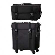 Maleta para maquillaje profesional cosmetiquera 2 en 1 maleta con compartimentos desmontables diseño moderno ideal para viajes y profesionales - Negro - Ver 3