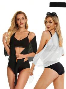 1pc Women Beach Sheer Sarong Swimsuit Cover Up Dress, Suitable For Swimwear, Beach Essential, Christmas/Valentine's Day Gift, Winter, Outdoor, Sports, Gifts, Surprises, Beach Accessories, Pool Floats, Halloween, Christmas, Autumn, Winter, Perfect Birthday Gift, Party Gift, Christmas, Thanksgiving Perfect Gift