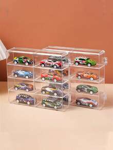 1/2/4pcs- Car Model Storage Display Box With Dustproof And Transparent Design, Toy Parking Space Display Rack Display Cabinet, Transparent Storage Box That Can Be Installed On The Wall, Suitable For Family Bedroom, Living Room, Office Decoration And Gifts.