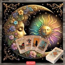 1pc Tarot Tablecover Elegant Sun And Moon Mandala Talobu Altar Cloth Starry Sky Table Cloth Witchcraft Astrology Black Oracle Mat Tarot Tablecloth Boho Playmat Cloth Home Decor - Black - View 9