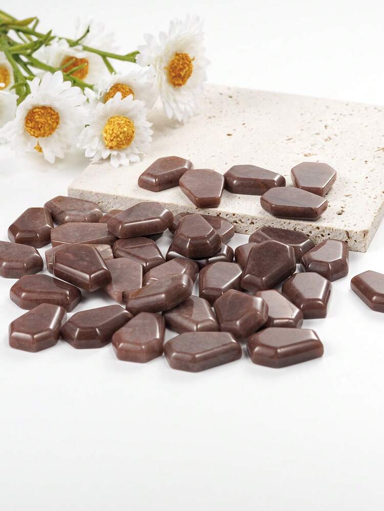 Natural Crystal Agate Gold Swan Stone Strawberry Stone Sesame Red Stone Mini Coffin Pendant, Gemstone Decorative Tray, Funny Halloween Easter Decorations, Unique Home Decor Gift Ideas - Multicolor - View 4