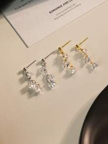 1pc S925 Sterling Silver Super Shiny Cubic Zirconia Snowflake Tassel Earrings, Versatile & Practical, Petite & Minimalist Design, Ideal Gift For Mother, Girlfriend, And Sister