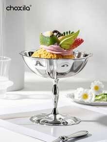 choxila 1PC Stainless Steel Dessert Cup, Dessert Bowl, Candlestick, Serving Tray, Cute Plates, For Home, Hotel, Restaurants, Parties Or Other Social Gathering, Ramadan, Eid Al-Adha - Lotus Bowl - View 7