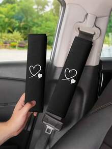 2Pcs Heart Embroidered Seat Belt Shoulder Pads – Soft, Comfortable & Thickened Design For Driver & Passenger – Adjustable Fit, Elegant Stitching, All-Season Car Interior Accessory (Perfect Gift For Her, Couples, Mothers)