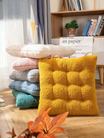 1PC Plush Cushion, Modern Geometric Quilted Square Shaped Decorative Cushion For Home Room Decor Home Decor Chair Office Chair Chair Cushion Seat Cushion Back To School School Supplies Chair Pillow Cushions Gaming Chair