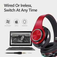 Wireless Noise Reduction Bluetooth Headset, Headphones Bluetooth 5.3 Subwoofer Mobile Computer Game Music Sports Over Ear Earphones, Upgraden Bluetooth Headphones Wtih LED Lights, Portable Folding Headphone Active Noise Canceling Headphones, Wireless Headphones With Deep Bass, USB Rechargeable Wireless Earbuds For Work Sports Game Music - 紅色 - 查看 5