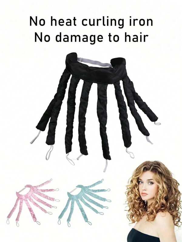1 pieza Diadema rizada sin calor con diseño de pulpo para mujeres, rizador de pelo sin calor con diseño de pulpo, sin necesidad de calor, rizador de aro de cabello ondulado, rizador con alambre de metal flexible, apto para uso nocturno, relleno de goma de alta resistencia, suave y duradero, rizador sin calor, apto para cabello normal, herramienta de rizado de cabello holgado, rizador de ondas grandes europeo y americano simple para uso nocturno, no daña el cabello