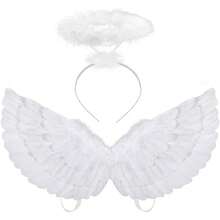 Angel Costume Wings And Halo White Angel Adult Wings For S Woman's Girls Halloween Christmas