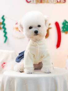 1 件宠物衣服，适合小型犬的狗猫服装，可爱的宠物装，温暖舒适的圣诞装 - 白色圣诞树 - 白色 - 查看 5