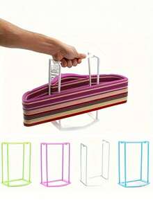 1pc Multi-Color Plastic Clothes Hanger Organizer Rack,Hanger Storage Rack – Space-Saving Holder For Closet Organization – Convenient, Sturdy Hanger Storage Stand For Easy Accessibility & Efficient Sorting