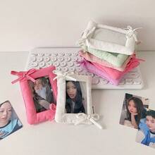 1PC Photocard Protector Keyring 3in Cloth Bowknot Ruffle Photocard Holder Keychain Display Idol Photo Card Frame Kawaii Bow Hanging Picture Card Holder - Multicolor - View 9