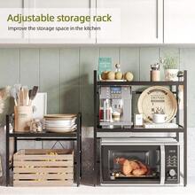 Expandable Microwave Stand3 Tier Metal Kitchen Countertop Organizer Shelves With 8 Hooks Bakers Rack Microwave Shelf Microwave Oven Rack 110lbs Weight Capacity - 3tierBlack - 查看 5