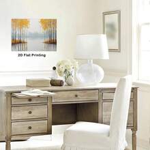 1pc 30*40cm(12x16inch) Modern Art Framed Canvas Painting Birch Trees Abstract Autumn Forest Theme Art Print Wall Art Decoration For Living Room Wall Decoration Bedroom Bathroom Hallway Cafe Restaurant.Stretched And Framed Ready To Hang.