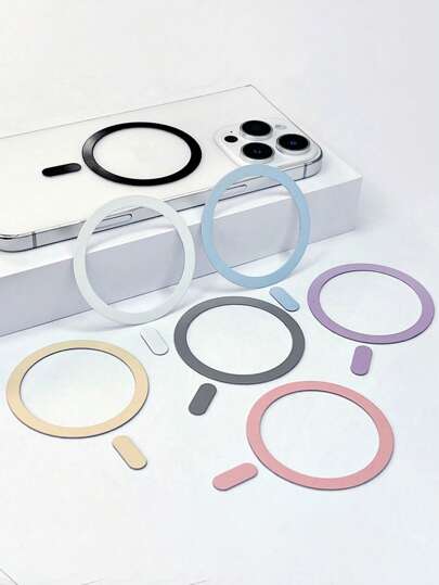 2pcs Magsafe Wireless Charging Enameled Iron Disc Magnetic Rings, Adhesive Backed Magnetic Phone Holder Accessories, Enhance Magnetic Force, Thin & Flush Fit, No Trace Left On Phone