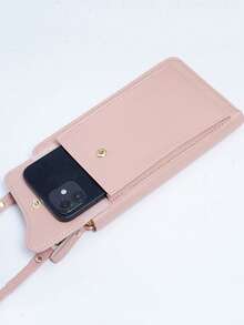 1 pezzo Borsa a spalla di grande capacità da donna, portafoglio lungo, porta carte di credito, custodia per telefono, colore unito, portafoglio, portafogli da polso