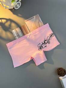 [12PCS Dragon-Print Soft Panties] 12pcs Plus Size Boyshorts,Dragon Shaped Print,Women's High-Waisted Boxer Briefs | Soft,Boyshorts, Lightweight & Breathable & Comfortable Design | For Daily & Casual, 6 Vibrant Colors - 彩色 - 查看 5