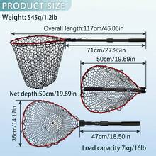 Portable Telescopic Fishing Net, High-Strength Aluminum Alloy Foldable Kayak Net, Lightweight Super Durable Rubber Fishing Net, Outdoor Fishing Accessories, Suitable For Freshwater And Saltwater - Multicolor - View 12