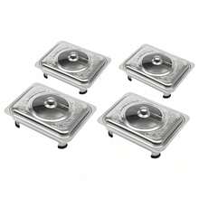 4pcs Chafer Pan Food Buffet Trays With Lid - Rectangular Chafing Dish Trays Buffet Tray Chafing Dish Food Warmer Rectangular Food Plate Stainless Steel - Silver - View 4