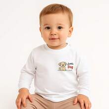 Camiseta Infantil Bebê Menino Manga Longa Pijama Super Confortável e Leve - Branco - Visão 1