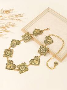 Vintage Punk Style Hollow Flower Waist Chain For Women, Fashion Retro Waist Decorative Chain, Sexy Zinc Alloy Rhinestone Waist Belt, Versatile Accessory For Dresses, Jeans, All Seasons