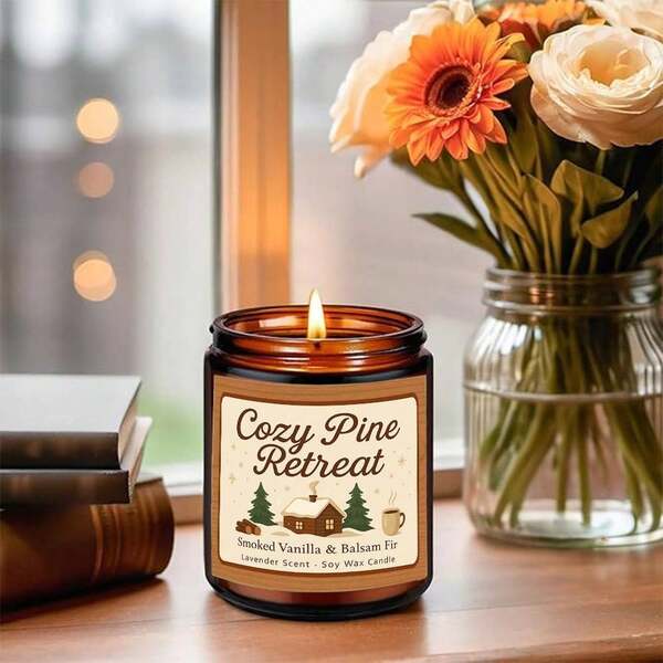 Christmas Glass Jar Candles, "Comfortable Pine Retreat" For Boyfriends And Girlfriends, Wives And Husbands, Christmas Gifts, Valentine's Day, Thanksgiving Day, Home Aesthetic Decoration, Christmas Decorations