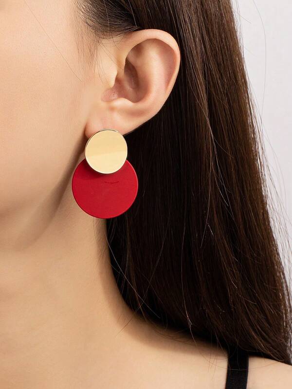 1 Pair Women's Round Rubber Coated Earrings, Elegant Accessory For Party, Wedding, Holiday, Vacation, Back To School, New Year, Gift For Friends And Family