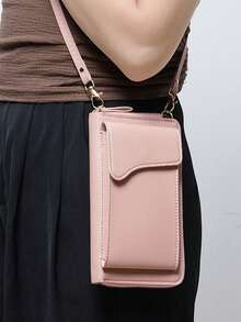 1 pezzo Borsa a spalla di grande capacità da donna, portafoglio lungo, porta carte di credito, custodia per telefono, colore unito, portafoglio, portafogli da polso