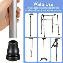 2pcs Rubber Walker Glides, Non-Slip Foot Pads, Universal Fit Walker Ski Slides For Easy Mobility Indoors And Outdoors, Durable, Wear-Resistant Walking Aid Accessories - Black - View 3