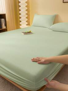 1 pieza Sábana ajustable, Ropa de cama, Protector de colchón, Textil para el hogar acogedor, Cubrecama, Amigable con la piel, Sábanas, Protector de colchón transpirable y antipelusas, Suave y amigable con la piel, Para cama individual, cama twin, cama full, cama queen y cama king, Para todas las estaciones, Ropa de cama decorativa elegante y encantadora para dormitorio o residencia, Lavable a máquina, Blanco, Rosa, Negro, Azul marino, Beige, Gris, Azul, Verde, Decoración de otoño, Decoración de habitación, Vuelta al colegio, Útiles escolares