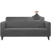 AMOROSA Juego De 3 Fundas Elásticas Para Sofá (1 Plaza, 2 Plazas, 3 Plazas) Cubre Sillones Para Sala Cobertura Completa Antideslizante Lavable Cómoda Y Ajustable Para Salas Para Casa - Gris Oscuro - Ver 3