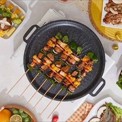 360-Degree Uniform Heating, Frying Pan, Grilling Plate, Portable Flat Pan, Teppanyaki, Easy-To-Clean Design, Suitable For Induction Cooker And Gas Stove, Suitable For Frying And Cooking