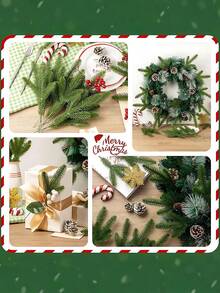 24 szt. sztucznych igieł sosnowych, świąteczny wieniec z gałązek igieł sosnowych, zielone rośliny, igły sosnowe, sztuczne zielone liście, igły sosnowe, idealne do akcesoriów DIY, używane do świątecznych wieńców i dekoracji ogrodowych, na Boże Narodzenie, Nowy Rok, do codziennego użytku w domu i na inne aktywności na świeżym powietrzu, ozdoby świąteczne, ozdoby choinkowe, dekoracje stołu wigilijnego