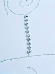 Elegant Sparkling Multi-Layer Heart Crystal Pendant Necklace - Silver - View 4