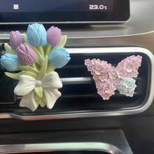AD Niche Tulip Bow Decor Elegant Floral Car Air Vent Clip Accessory - one-size - View 11