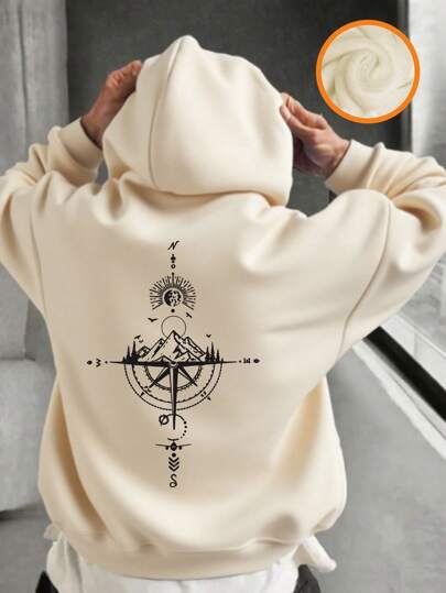 Tween Boy Novelty Print Pullover Hoodie Sweatshirt, Warm & Comfortable Thermal Lined For Autumn/Winter