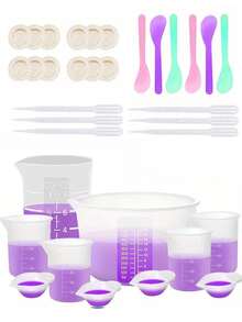 Silicone Resin Measuring Cups Tool Kit- 250 & 100 Ml Measure Cups, Silicone Popsicle Stir Sticks, Pipettes, Finger Cots For Epoxy Resin Mixing, Molds, Jewelry Making, Waxing, Easy Clean - Resin Tools Kit - View 3