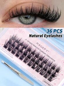 MAGEFY 42/36/72/82/330片 CC 卷曲漫画 DIY 超长尾巴交叉狐狸假睫毛簇，眉夹，漫画尖尾仙女发，可选礼盒配件（含发箍、眉刷、唇刷、发夹） - C - 查看 10