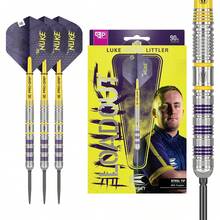 Darts Luke Littler Loadout Steel Tip Swiss Point Darts, 90% Tungsten Dart, 22G/23G/24G | Steel Tip Dart Set, Player Edition Swiss Points Dart Sets With Tool, Pro Grip Shafts & No.2 Flights