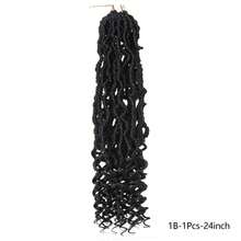 Tóc giả bện móc kiểu Goddess New Faux Locs dài 24 inch, bó 1/7, tóc giả bện móc dài mềm mại có sẵn các vòng móc với đuôi xoăn, tóc giả bện Nu Locs tổng hợp màu đen tự nhiên, dành cho phụ nữ. - Nhiều màu - Xem 14