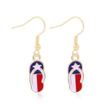 Independence Day Earrings Zinc Alloy Oil Drop American Stars And Stripes Flag Pentagram Angel Pendant Earrings - 37 - 查看 12
