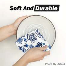 2/4/6/48pcs Blue And White Porcelain Vase, Butterfly Pattern Printed Kitchen Towels, High Absorbency Dish Cloths, Ideal For Cooking, Baking, Kitchen And Bathroom Use - Multicolor - View 8
