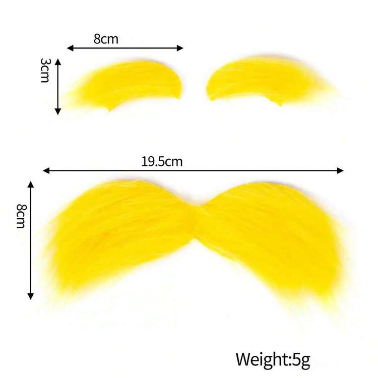 1pc Christmas Fake Beard & Mustache Set, Yellow Eyebrows, Costume Party Role Play Prop - Yellow - View 2