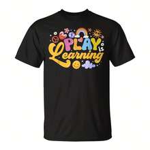 Groovy Play Is Learning Cute Students Teas Preschool T-Shirt - Black 7 - View 1
