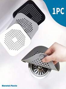 1 pièce Capteur de cheveux de drain avec ventouse, couvercle de drain carré en silicone pour douche, anti-bouchage d'évier, filtre de sortie de cheveux de drain de douche au sol, pour salle de bain, baignoire et cuisine, outils de salle de bain, décoration de salle de bain, décoration d'automne, retour à l'école