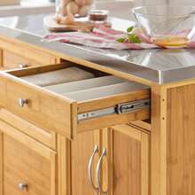 SoBuy FKW70-N, Kitchen Storage Trolley Kitchen Island Kitchen Cabinet Cupboard Sideboard With Stainless Steel Top - Brown - View 9