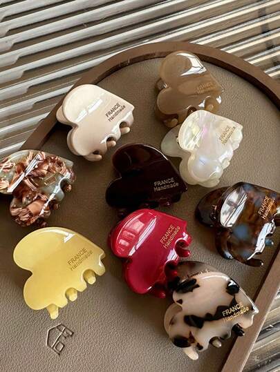 6 件/4 件/1 件亚克力发夹 2024 新款心形迷你爪夹，适用于刘海和侧发际线，多巴胺情人节发夹，发夹，发夹，发夹，学校用品，学院秋冬发饰，女士度假装扮