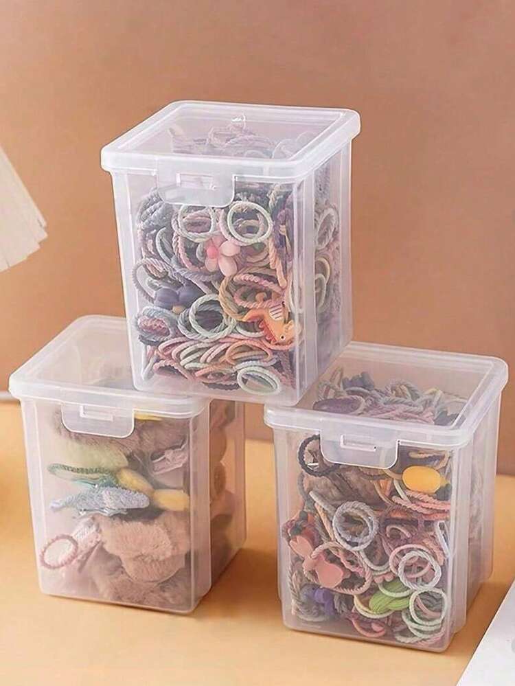 6个/4个/2个/1个可堆叠透明发饰收纳盒，带盖 - 防尘、防水、防潮，适用于珠宝和发圈的收纳，现代塑料桌面容器，多用途，长方形，珠宝盒，首饰盒，收纳袋，化妆刷架，化妆刷收纳盒，香水收纳盒，化妆包，女士礼物，圣诞礼物，女士礼品创意 - 無色 - 查看 5