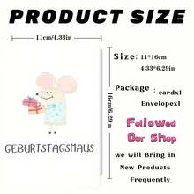 Deutscher Maus Geburtstagskarte mit Umschlägen - (11cm*16cm) - Spaßiger & verspielter Entwurf für jeden Anlass - Perfektes Geschenk für Freunde, Familie & Geliebte (Ehemann, Ehefrau, Freund, Freundin) (1 Karte + 1 Umschlag) - Mehrfarbig - Übersicht 3