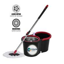 TRAPEADOR GIRATORIO SPIN MOP 360° SISTEMA DE LIMPIEZA.  JUEGO DE TRAPEADOR Y CUBO, TRAPEADOR GIRATORIA DE 360° Y CUBO CON JUEGO DE ESCURRIDOR Y 3 RECAMBIOS DE TRAPEADOR DE MICROFIBRA, ACERO INOXIDABLE DE 58 PULGADAS CON MANGO EXTENDIDO PARA LIMPIEZA DE SUELOS (SIN RUEDAS).  TRAPEADOR + CUBO ESCURRIDOR CENTRÍFUGO – HOGAR BALDE CENTRIFUGO 360 LAMPAZO ACERO GIRATORIO + 2 MOPAS REPUESTO.  CUBETA CENTRIFUGA - Negro - Ver 5